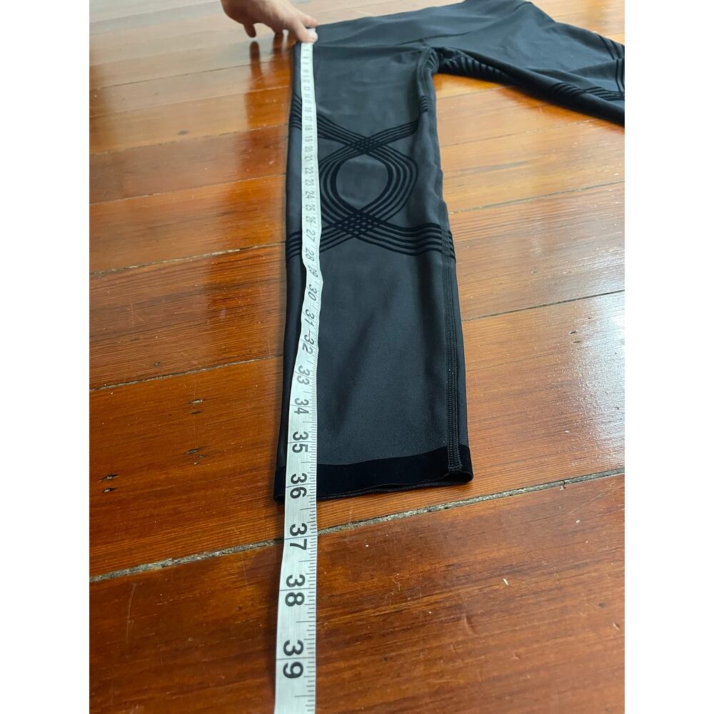 FANKA Body Sculpt Leggings Black Flocked Compression High Rise Womens M - Picture 12 of 12